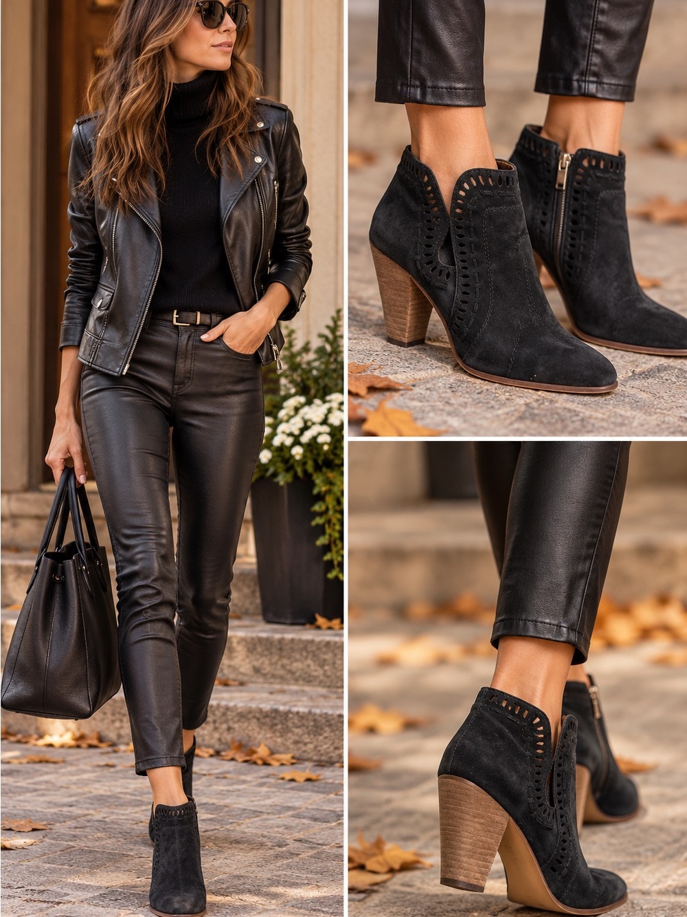 Vince Camuto Black Suede Cutout Ankle Booties